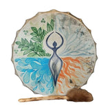 Tree Of Life Decoration Design Hand Drum With Drum Stick, Instrumental Shaman Alchemy Moon Drum, V1192-AZ-W-15233