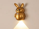 Adorable Cartoon Rabbit LED Motion Sensor Wall Light, Rechargeable Magnetic Cordless Night Lamp for V1341-ZY-GGQR38HB-GOLD-2PCS