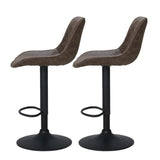 Artiss 2x Bar Stools Gas Lift Vintage Leather Brown BA-K-9976-BRX2