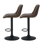 Artiss 2x Bar Stools Gas Lift Vintage Leather Brown BA-K-9976-BRX2