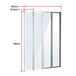 4 Fold Chrome Folding Bath Shower Screen Door Panel 1000 x 1400mm V63-830161