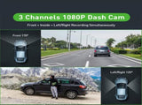 3-Inch HD 1080P Dash Cam - Front, Rear, and Left Recording, 19x12x8cm V888-ELOSUNG28349