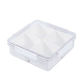 2Pack Divided Veggie Tray with Lid for Snack Serving Container Salad Keeper with 4 Removable Boxes V1370-AZ4-00332