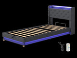 Levede Single Bed Frame Gas Lift Storage LED Light USB BF1065-S