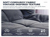 Convertible Folding Sofa Bed with Pumpkin Design, Corduroy Fabric, 3D Tufted Backrest, and V1341-ZY-4R2LKY7H-BLACK