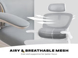 Work Office Chair - Lumber Support, Flip-up Armrest, Adjustable Headrest SITIO - GREY V274-FT-OC-2656A-WHGY