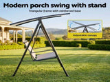 Gardeon Outdoor Swing Chair with Adjustable Canopy 142cmx172cm Stand Grey GSC-BST-2S-GY
