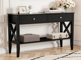 Artiss Console Table 2 Drawers 100CM Black FUR-Z-HS-2D100-BK