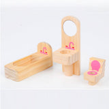 Wooden DIY Dolls Doll House 2 Level Kids Pretend Play Toys Full Furniture Set V610-DOLHO-LQL1280