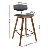 Artiss 2x Bar Stools Leather Padded w/Backrest BA-TW-8782-BKX2