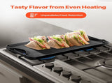 Reversible Grill/Griddle, 20x10 inch Pre-Seasoned Cast Iron Griddle, Portable Rectangular Pan with V952-SMJP2010INCHFUIXPV0