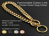 Stylish Cuban Link Dog Choke Chain Collar in Premium Stainless Steel Available in Gold, Black, V1341-ZY-39QXRQK8-BLACK-15MM75CM30IN