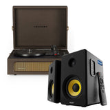 Crosley Voyager Bluetooth Portable Turntable - Cocoa Bundled Majority D40X Bluetooth Speakers V398-CR8017BMY-CO4