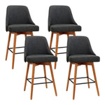 Artiss 4x Bar Stools Swivel Seat Wooden Charcoal BA-TW-8125-CHX4