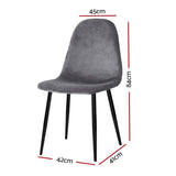 Artiss Dining Chairs Set of 4 Velvet Curved Slope Grey MO-DIN-01-VEL-GYX4