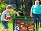 Rolling Sports Ball Storage Cart, Basketball Cage with Double Lids, Sport Equipment Holder Organizer V952-QL363026YCTJW44KTV0