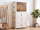 Artiss Foldable Storage Cabinet Stackable Box Wardrobe Clear Magnetic Door White SC-1W3B-6539-WH