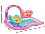 Bestway Inflatable Butterfly Kids Play Pool Park with Slide 180cm Pink BW-POOL-PLAY-53175
