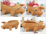 Wicker Storage Basket Decorative Cute Pig Shaped Rattan Woven Serving Basket Willow Bread Basket V1366-AZ2-W-05658