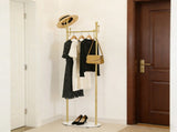 Gold Clothing Rack with Marble Base, Freestanding Modern Coat Rack with Hooks, Small Bedroom Garment V1369-AZ3-W-08823