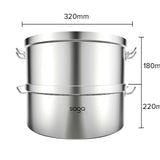 SOGA Food Steamer 32cm Commercial 304 Top Grade Stainless Steel 2 Tiers STEAMERSS2781A32CM