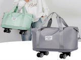 Light Purple Large Capacity Travel Bag with Expandable Design, Waterproof & Wet-Dry Separation, 360&deg V888-ELOSUNG13068