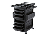 Embellir Salon Trolley 2 Lockable Doors 6 Tier Trays Mobile Hair Cart Black SA-TR-6T-LOCK-BK