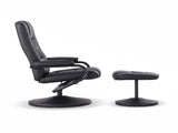 Artiss Recliner with Ottoman 360-Degree Swivel Recliner Chair and Ottoman Set PU Leather Black RECLINER-A26-PU-BK