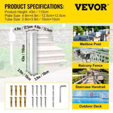 Mailbox Post, 43" High Mailbox Stand, White Powder-Coated Mail Box Post Kit, Q235 Steel Post Stand V952-YXZZCJYCGJS4346PNV0