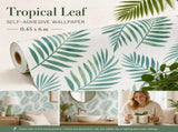 Self Adhesive PVC Wall Decal 0.45x6M, Nordic Palm Leaf Print, Tropical Fresh Background V1221-XM-LB1773-GM62