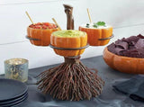 Halloween Resin Pumpkin Bowls On Broom for Serving Snacks Salad Fruit Halloween Party Supplies V1294-YM0717-10351644