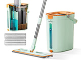 Premium Microfiber Flat Mop Bucket Set w/ Clean & Dirty Water Separation 360 Degree - Light Green V563-75254
