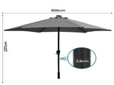 Centra 3M Outdoor Patio Umbrella Solar LED Light Grey OD1062-3M-DG