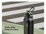 Black insulated water sports bottle 1000ml, 316 stainless steel one-click water V1106-754-92908