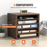 VEVOR Wood Literature Organizer Adjustable File Sorter 5 Compartments Brown V952-MZWJZLFPJBHB5IQZ7V0