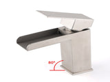 WELS Brushed Nickel Cubic Square Basin Mixer Waterfall Faucet Vanity Laundry Tap V1233-KSQ105BS
