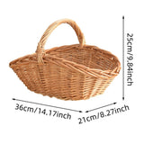 Hand-Woven Rattan Carry Basket Wicker Storage Holder Flower Arrangement Home Picnic Decor V1369-AZ3-W-14878