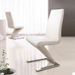 2x Z Shape White Leatherette Dining Chairs with Stainless Base V43-DC-ZC-WH