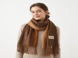 Brown and Caramel color Double-Sided Reversible Imitation Cashmere Scarf for Women - Soft Warm V888-ELOSUNG53095