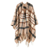 Women's Plaid Blanket Scarf Shawl Wrap Warm Cozy Winter Poncho Cape with Tassels Stylish Oversized V1369-AZ3-W-10919