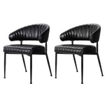 Artiss Dining Chairs Set of 2 Leather Hollow Armchair Black DINING-B-C01-PU-BKX2