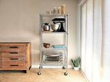 Wire Storage Rack 35x35cm Chrome Shelving with Wheels V63-841491