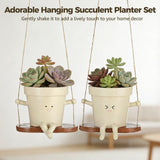 2PCS Swing Hanging Planter Set with Textile Rope, 5.5" x 4.7" x 4.5" Cartoon Appearance V1369-AZ3-W-08780