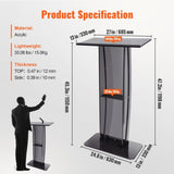 VEVOR Acrylic Podium, 47" Tall, Acrylic Podium Stand with Wide Reading Surface & Storage Shelf, V952-CTSJTHSTMYK47UDDCV0