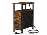 Levede Bedside Table with LED Charging Station 3 Drawers Metal Frame NI1059-BR-3-AU