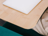 2 Pcs Portable Bamboo Lap Tray Workstation Bamboo/Plywood Top, Soft Micro-Bead Base V915-HO0196-BKX2