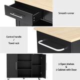 Artiss Kitchen Island Trolley Rolling Serving Cart Storage Drawer Cabinet 100cm Black FUR-S-KI-100-BK-AB