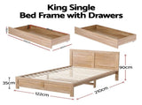 Artiss King Single Size Bed Frame with 2 Drawers Bedroom Furniture WBED-F-OATMEAL-KS-NA-DRAW