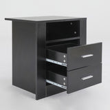 Bedside Table Side Storage Cabinet Nightstand Bedroom 2 Drawer 1 Shelf ZURI BLACK V274-FT-BEDT-2DD07-BK