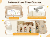 Keezi Kids Slide Set Toddler Indoor Playset With Drawing Board Beige KPS-SLIDE-BOARD-BE
